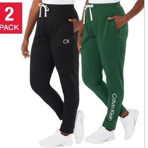 NEW Calvin Klein Women's 2-Pack Women's French Terry Joggers  XL Green Black